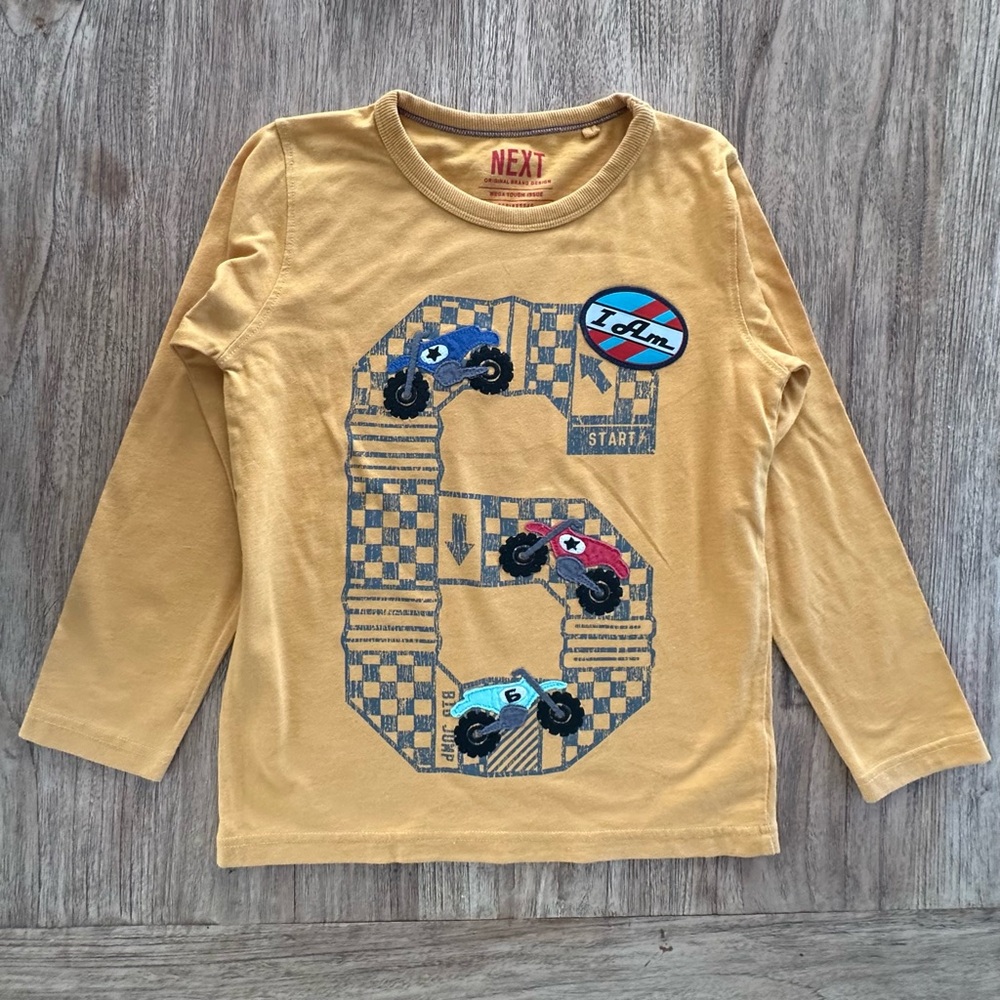 “I am 6” Race Track with Appliqué Race Car Shirt